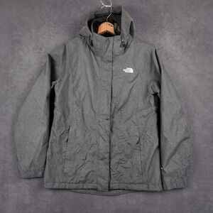 The North Face Inlux Insulated Jacket Womens Medium Gray HyVent Hooded Full Zip